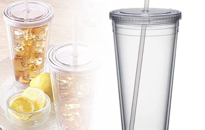 clear tumbler with straw