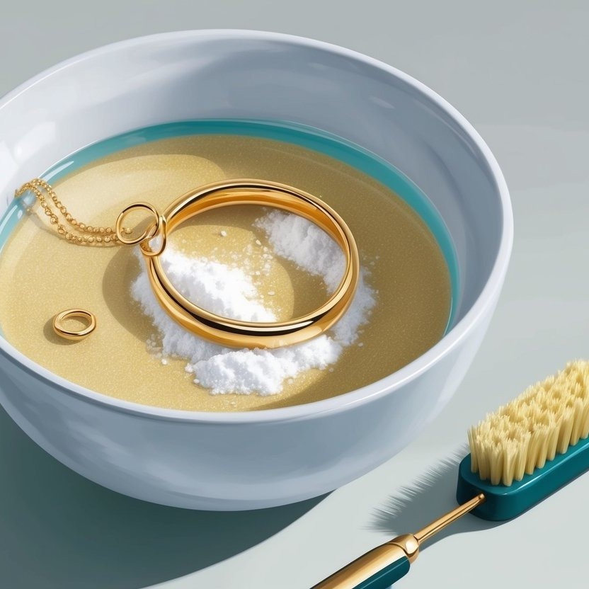 gold jewelry with baking soda